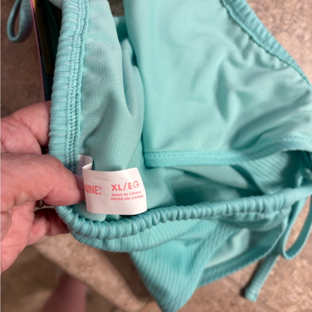 Ninety-Nine Co. Aqua Ribbed Tie-Side Bikini Bottom - Picture 2 of 3
